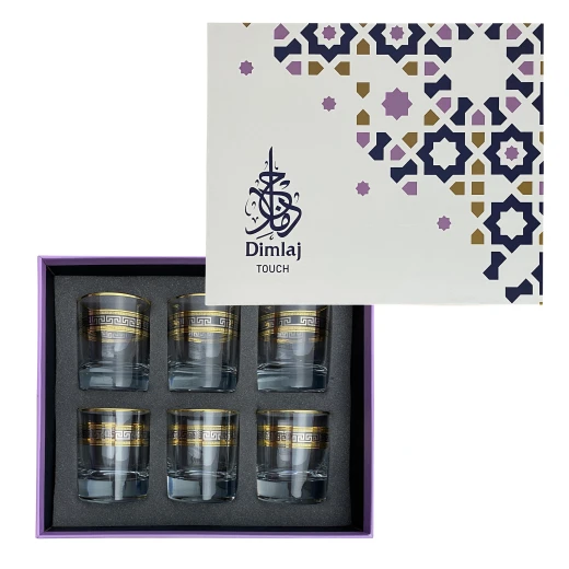 دملاج طقم كاسة شراب زجاج مذهب (عدد 6) - دملاج - Image 2