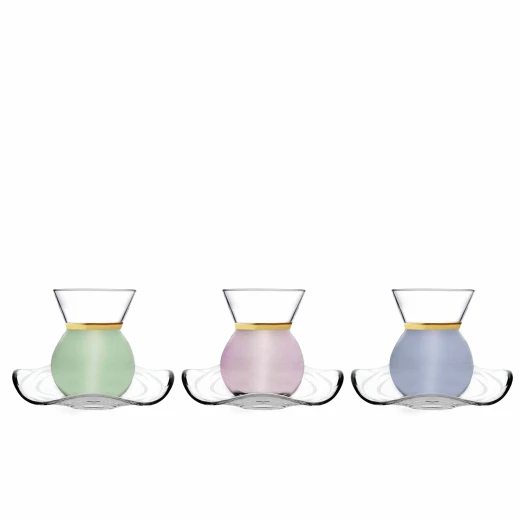 دملاج طقم شاي زجاج (عدد 6) - دملاج - Image 3