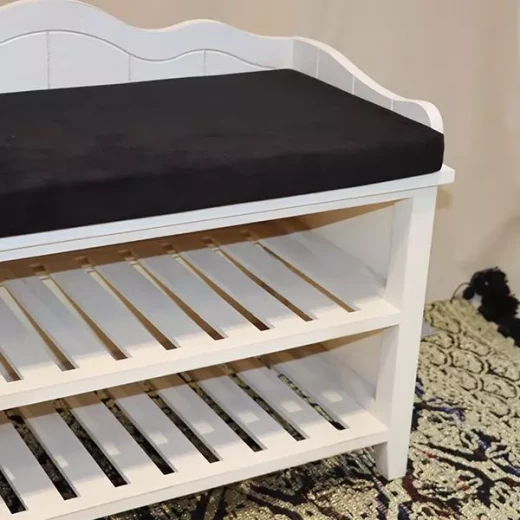مقعد أحذية بطبقتين وكرسي أريكة للتخزين ، لون أبيض من ويفا - ويفا - Image 4