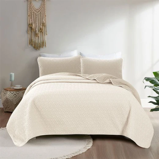 Nova Home Cross Bed Spread Set, Taupe and Ivory Color, Twin Size - Nova Home - Image 2