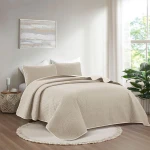 Nova Home Cross Bed Spread Set, Taupe and Ivory Color, Twin Size - Nova Home