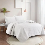 Nova Home Cross Bed Spread Set, White Color, Twin Size - Nova Home