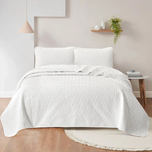 Nova Home Cross Bed Spread Set, White Color, Twin Size - Nova Home - Image 2
