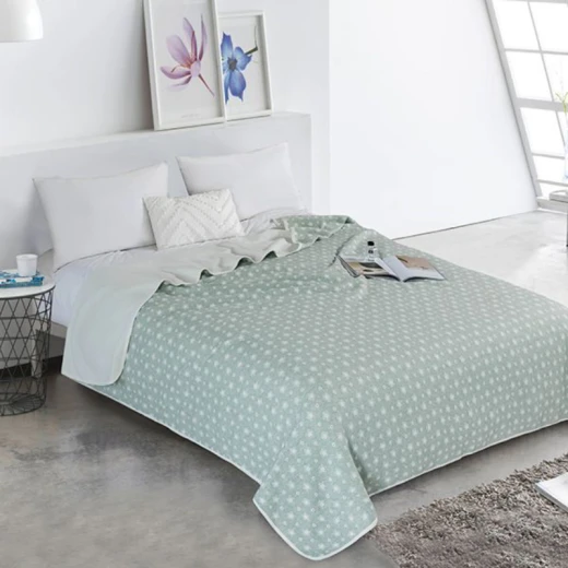 Nova Home Stars Design Cotton Blanket, Green Color, Size Double