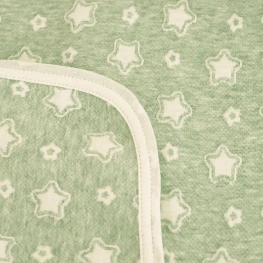 Nova Home Stars Design Cotton Blanket, Green Color, Size Double - Nova Home - Image 2