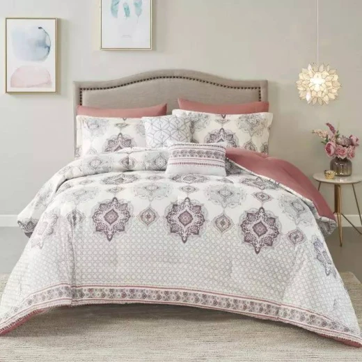 طقم لحاف بتصميم مطبوع, باللون البنفسجي, حجم مجوز, 8 قطع من نوفا هوم طقم لحاف بتصميم مطبوع, باللون البنفسجي, حجم مجوز, 8 قطع من نوفا هوم