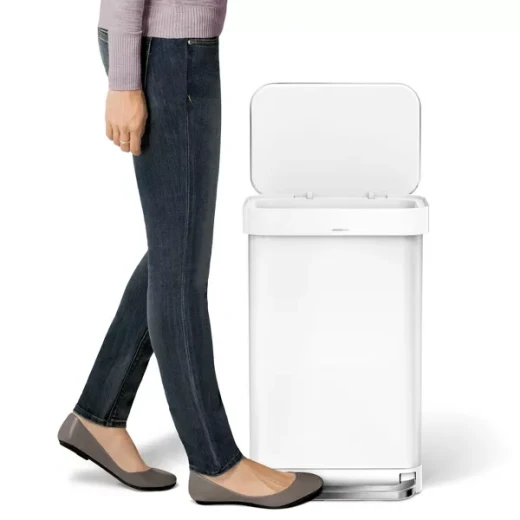 Simplehuman stainless steel trash bin, white color, 45 liter - Simplehuman - Image 4