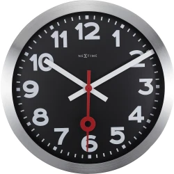 Nextime station wall clock, black color