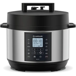 Nutricook Smart Pot 2 Plus 1500 Watts - 9 Appliances in 1, Pressure Cooker, Slow Cooker, Rice Cooker, Steamer, Sauté Pot, Yogurt Maker, Soup Maker, Cake Maker, Food Warmer, 9.5L, Brushed SS/Black 1Years  Warranty