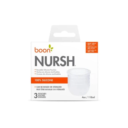Boon Nursh Reusable Silicone Pouch Bottle, 4 Ounce (White) - Boon - Image 2