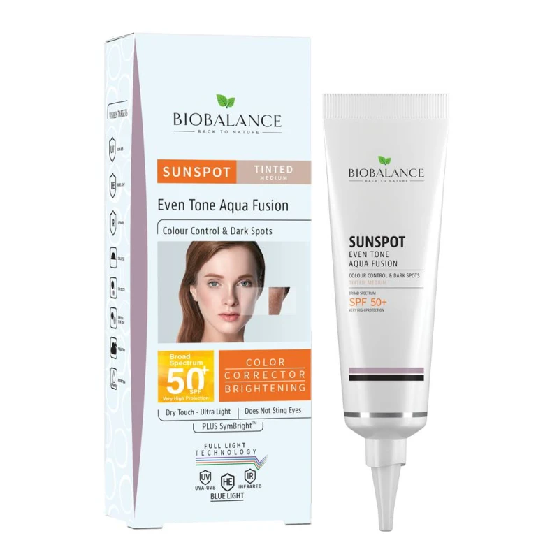 Bio Balance Sunspot Even Tone Aqua Fusion SPF 50 Dry Touch, Tinted Medium, 40 ml - Bio Balance