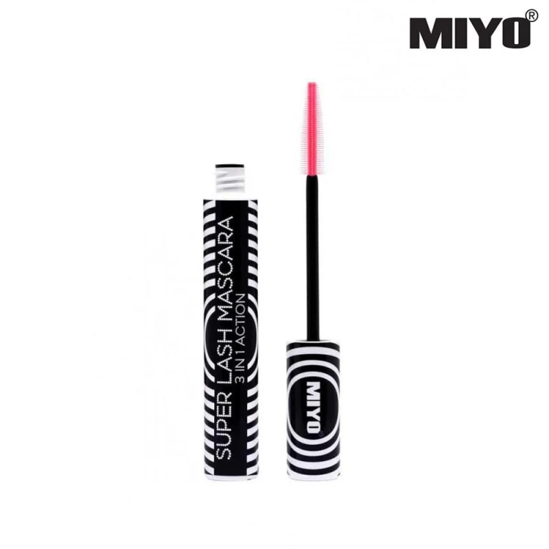 Miyo Super Lash Black Mascara Volumizing Lengthening Silicone Brush Eye Makeup for Dramatic Lashes - Miyo