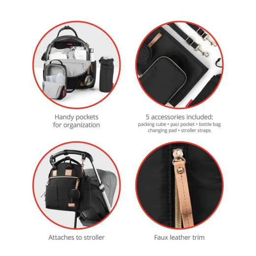 Suite By Skip Hop 6-In-1 Diaper Backpack Set, Black - Skip Hop - Image 5