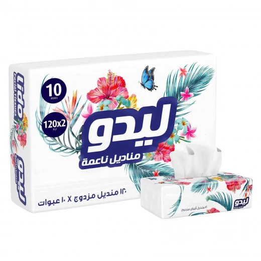 ليدو مناديل وجه 120 منديل طبقتين 3 حبات ليدو مناديل وجه 120 منديل طبقتين 3 حبات