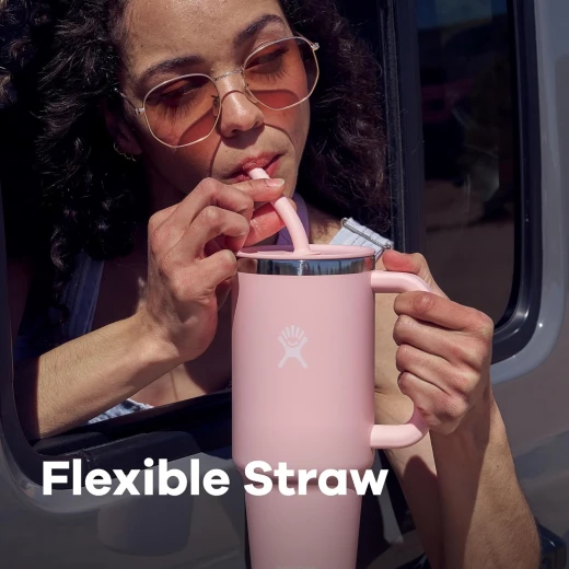 Hydro Flask - Travel Tumbler 946 ml (32 oz) with Closable Press-In Straw Lid, White - Hydro Flask - Image 3