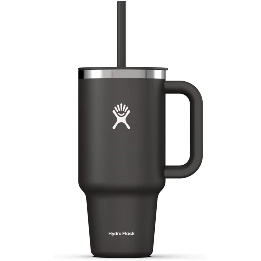 Hydro Flask - Travel Tumbler 946 ml (32 oz) with Closable Press-In Straw Lid, Black Hydro Flask - Travel Tumbler 946 ml (32 oz) with Closable Press-In Straw Lid, Black
