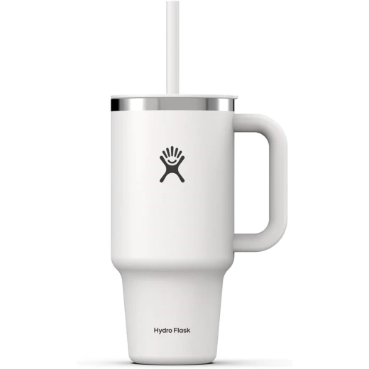 Hydro Flask - Travel Tumbler 946 ml (32 oz) with Closable Press-In Straw Lid, White Hydro Flask - Travel Tumbler 946 ml (32 oz) with Closable Press-In Straw Lid, White