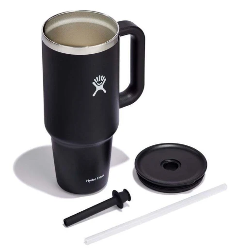 Hydro Flask - Travel Tumbler - Thermal Mug 1180 ml (40 oz) with Lockable Press-in Straw Lid, Black - Hydro Flask - Image 3
