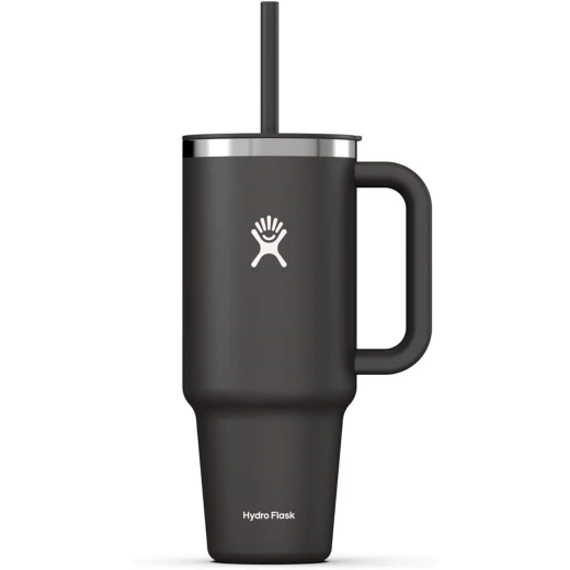 Hydro Flask - Travel Tumbler - Thermal Mug 1180 ml (40 oz) with Lockable Press-in Straw Lid, Black Hydro Flask - Travel Tumbler - Thermal Mug 1180 ml (40 oz) with Lockable Press-in Straw Lid, Black