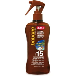 BABARIA Protective Sun Oil with Tahitian Monoi Oil, Tanning Accelerator SPF 15 – 300ml