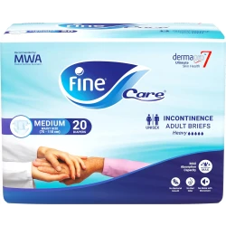 Fine Care Incontinence Adult Briefs for Unisex, Medium, Waist 75-110 Cm, Pack of 22