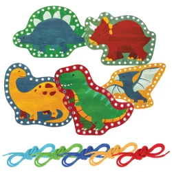 Stephen Joseph Dino Lacing Cards Set for Toddlers | Fine Motor Skill Development | Educational Toy