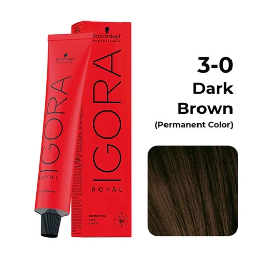 Schwarzkopf Igora Royal Permanent Hair Color 3-0 Dark Brown Natural 60ml - Schwarzkopf - Image 3