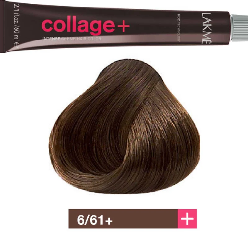 Lakme Collage Plus Intense Ash Chestnut Dark Blonde Cream Hair Color 6/61+ - lakme