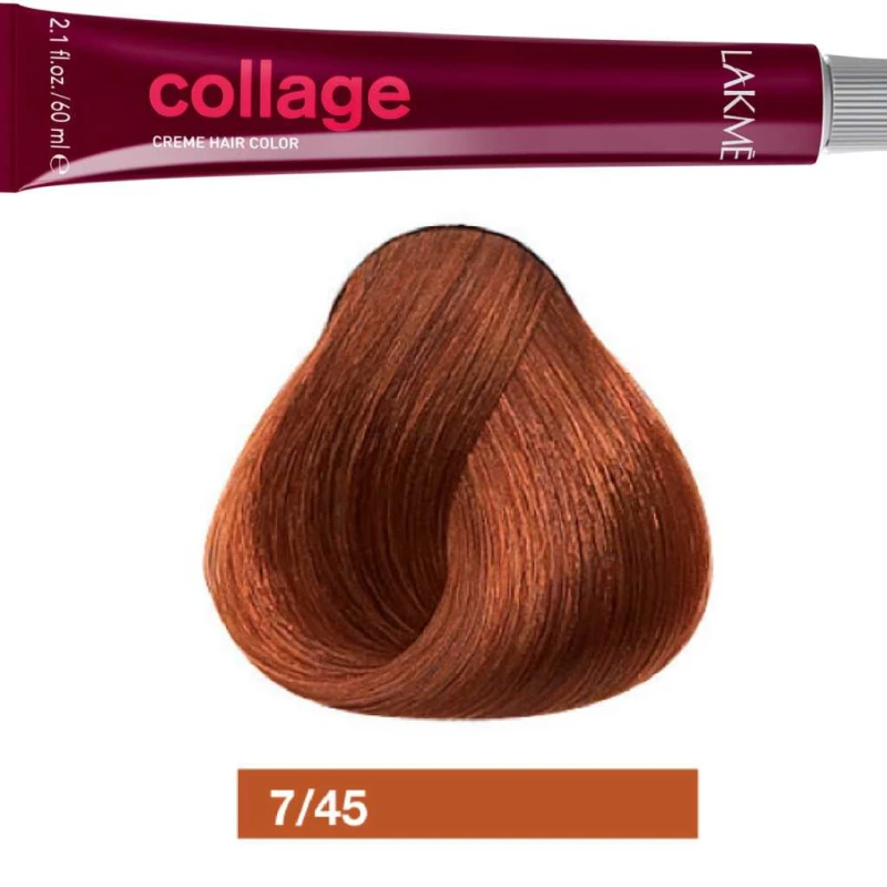 Lakme Collage Plus Intense Mahogany Copper Medium Blonde Hair Color 7/45+ - lakme