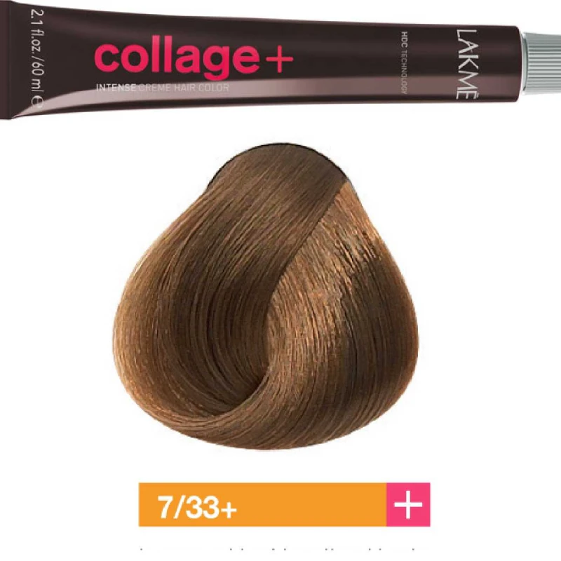 Lakme Collage Plus Cream Intense Gold Medium Blonde Hair Color 7/33+ - lakme
