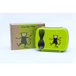 Carl Oscar N'ice Box - Lunch box with cooling element for children - Lime - spider - 17 x 12.5 x 6.3 cm