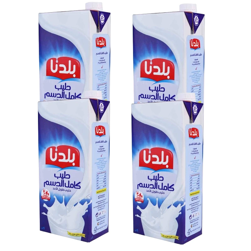 بلدنا حليب كامل الدسم 1 لتر 4 قطع - بلدنا