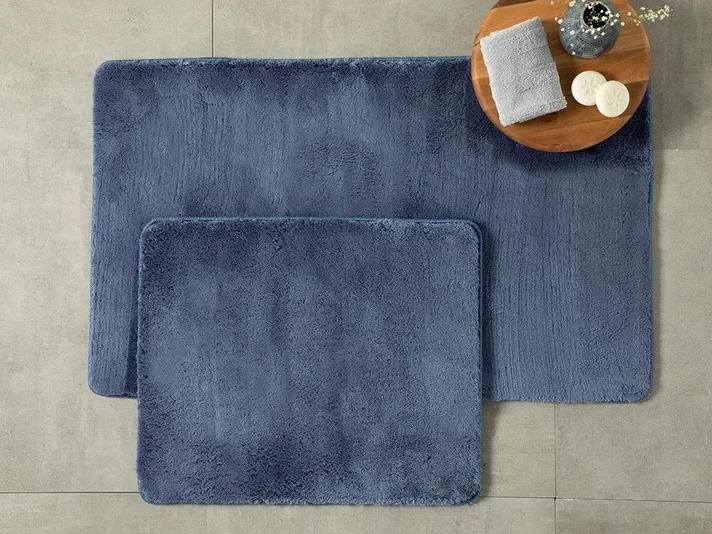 إنجلش هوم، مجموعة بساط حمام بوفي 2 قطعة بأبعاد 60x100 - 50x60 سم باللون الأزرق الداكن - انجلش هوم
