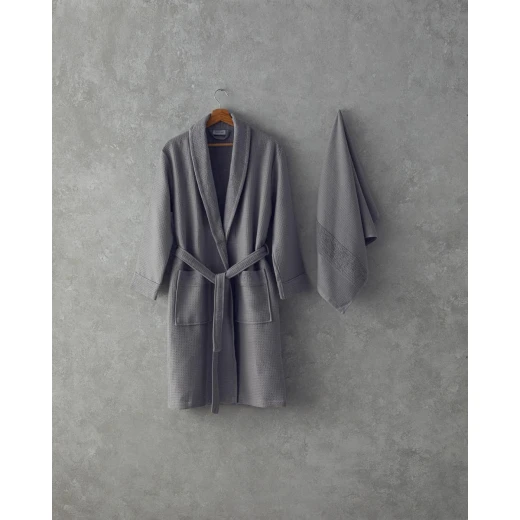 طقم روب حمام كومو من القطن L-XL رمادي, من انجلش هوم طقم روب حمام كومو من القطن L-XL رمادي, من انجلش هوم