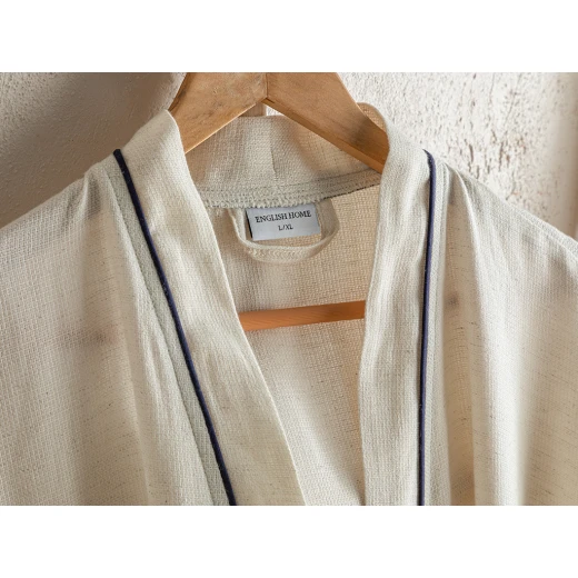 من انجلش هوم L,XL روب لولا من القطن والكتان بيشتمال بمقاس , باللون البيج الداكن - انجلش هوم - Image 3