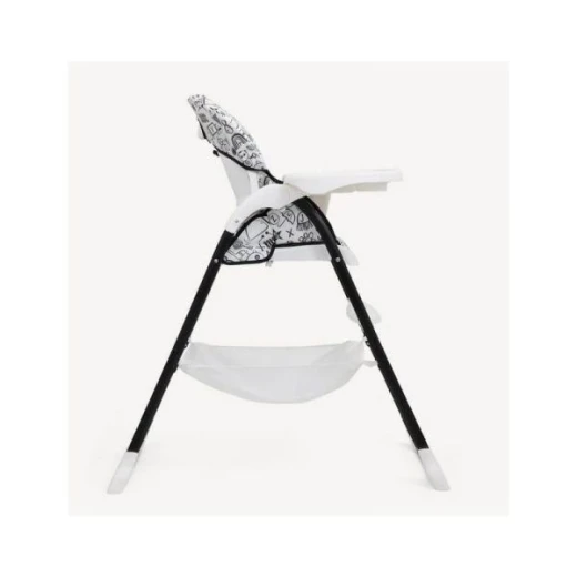Joie Mimzy Snacker High Chair in Alphabet Soup Design - Compact, Easy-Fold for Storage - White and Black Baby High Chair. A top-rated highchair for infants, providing convenience and safety during mealtimes with its space-saving design and stylish aesthetic. - Joie - Image 2