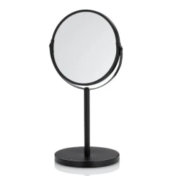 Kela Elias Black Vanity Mirror with 3x Magnification for Bathroom Grooming and Makeup Application
