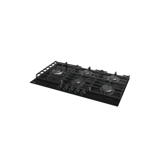 Gorenje 90cm Black Gas Cooktop - 5 Burner Built-in Design for Kitchens. Efficient cooking appliance featuring powerful burners and a stylish, modern aesthetic. Perfect for culinary enthusiasts.