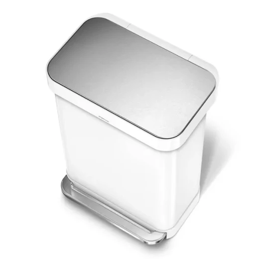 Simplehuman Steel Bin Rectangular w/liner pocket 55L WHITE - Simplehuman - Image 3
