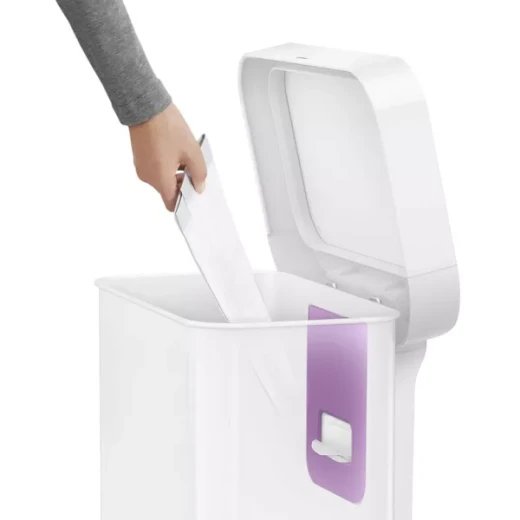 Simplehuman Steel Bin Rectangular w/liner pocket 55L WHITE - Simplehuman - Image 4