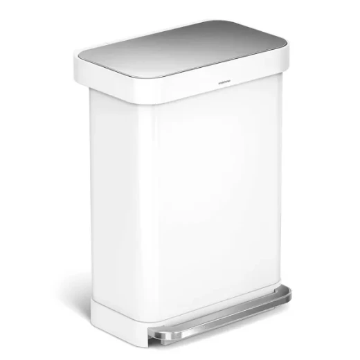 Simplehuman Steel Bin Rectangular w/liner pocket 55L WHITE - Simplehuman - Image 5