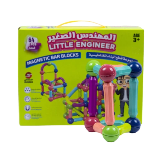المهندس الصغير : مجموعة قطع البناء المغناطيسية 64 - Image 2