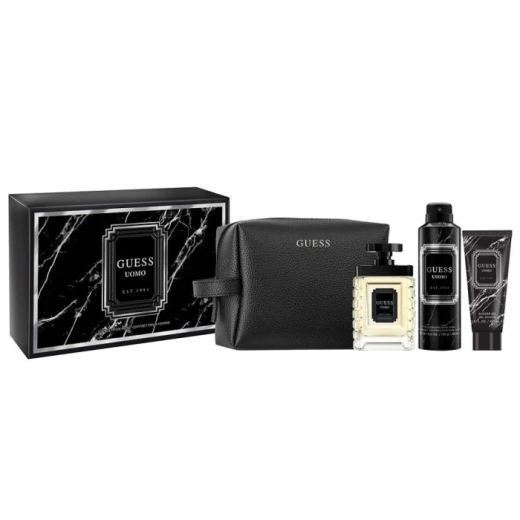 مجموعة Guess Uomo EDT 100 مل + Sg 100 مل + بخاخ للجسم 170 جرام + حقيبة للرجال مجموعة Guess Uomo EDT 100 مل + Sg 100 مل + بخاخ للجسم 170 جرام + حقيبة للرجال