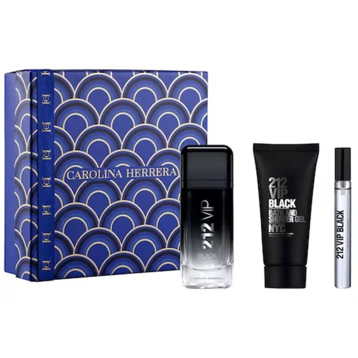 مجموعة هدايا 212 في آي بي بلاك: عطر 100 مل + عطر 10 مل + جل استحمام 100 مل للرجال - كارولينا هيريرا