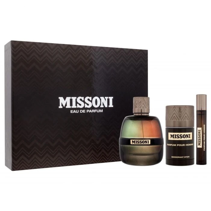 مجموعة هدايا ميسوني بور أوم: عطر أو دي برفيوم 100 مل + عطر أو دي برفيوم 10 مل + جل استحمام 75 مل للرجال - ميسوني