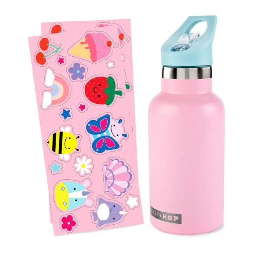 Skip Hop Stainless Steel Canteen Bottle With Stickers - Pink - Skip Hop - Image 3
