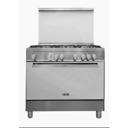 Elba Classic 90cm Gas Cooker with Wok Burner, Large 106 Litre Oven, and Stainless Steel Finish. Freestanding Range Cooker Ideal for Family Meals and Home Cooking.