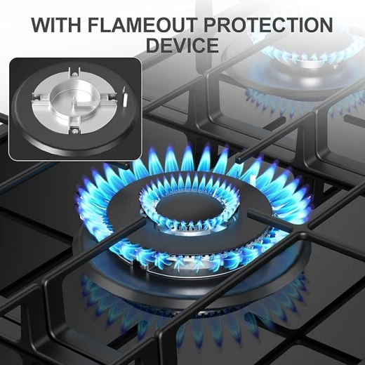 Elba 36-inch 5-Burner Black Propane Gas Cooktop with Auto Ignition: Powerful and Efficient Kitchen Cooking Appliance for Effortless Culinary Creations and Optimal Kitchen Performance - ELBA - Image 6
