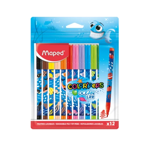مجموعة أقلام تلوين Maped Ocean Life من 12 قلمًا، مرتبة حسب اللون، 12 قطعة مجموعة أقلام تلوين Maped Ocean Life من 12 قلمًا، مرتبة حسب اللون، 12 قطعة