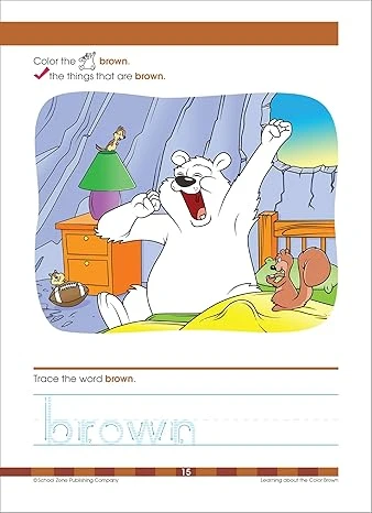 كتاب School Zone - Colors & Shapes Workbook - 64 صفحة، للأعمار من 3 إلى 5 سنوات، مرحلة ما قبل المدرسة، رياض الأطفال، أسماء الألوان، الأنماط، التتبع، التعرف على الأشياء، والمزيد (سلسلة كتب School Zone Get Ready!™) - Image 4